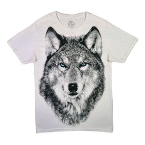 Gray Wolf Novelty Shirt Small White Retro Animal Wildlife Graphic Unisex Tee